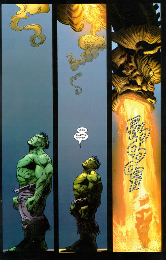 Hulk Resists direct Blast from Dragon